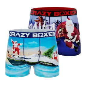 CRAZYBOXER Holidays Santa Beach Men's Boxer Briefs (2 pack)