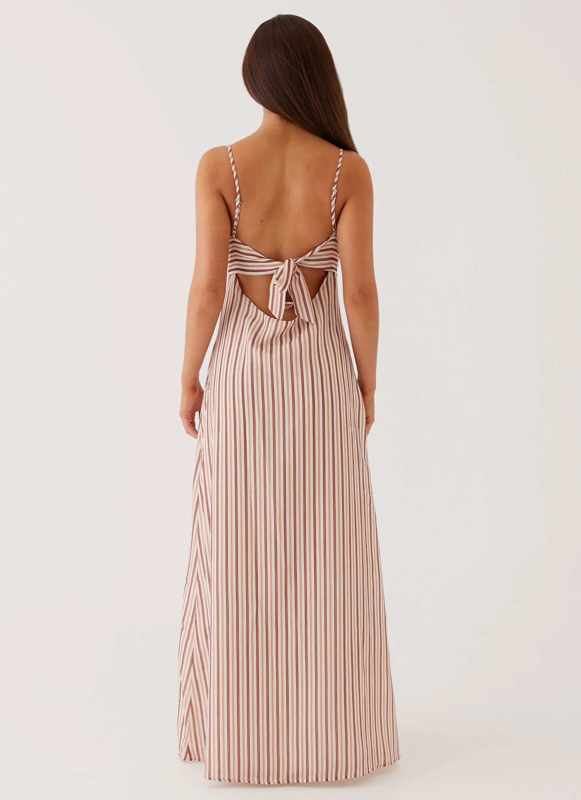 Flora Linen Maxi Dress - Passionfruit Stripe