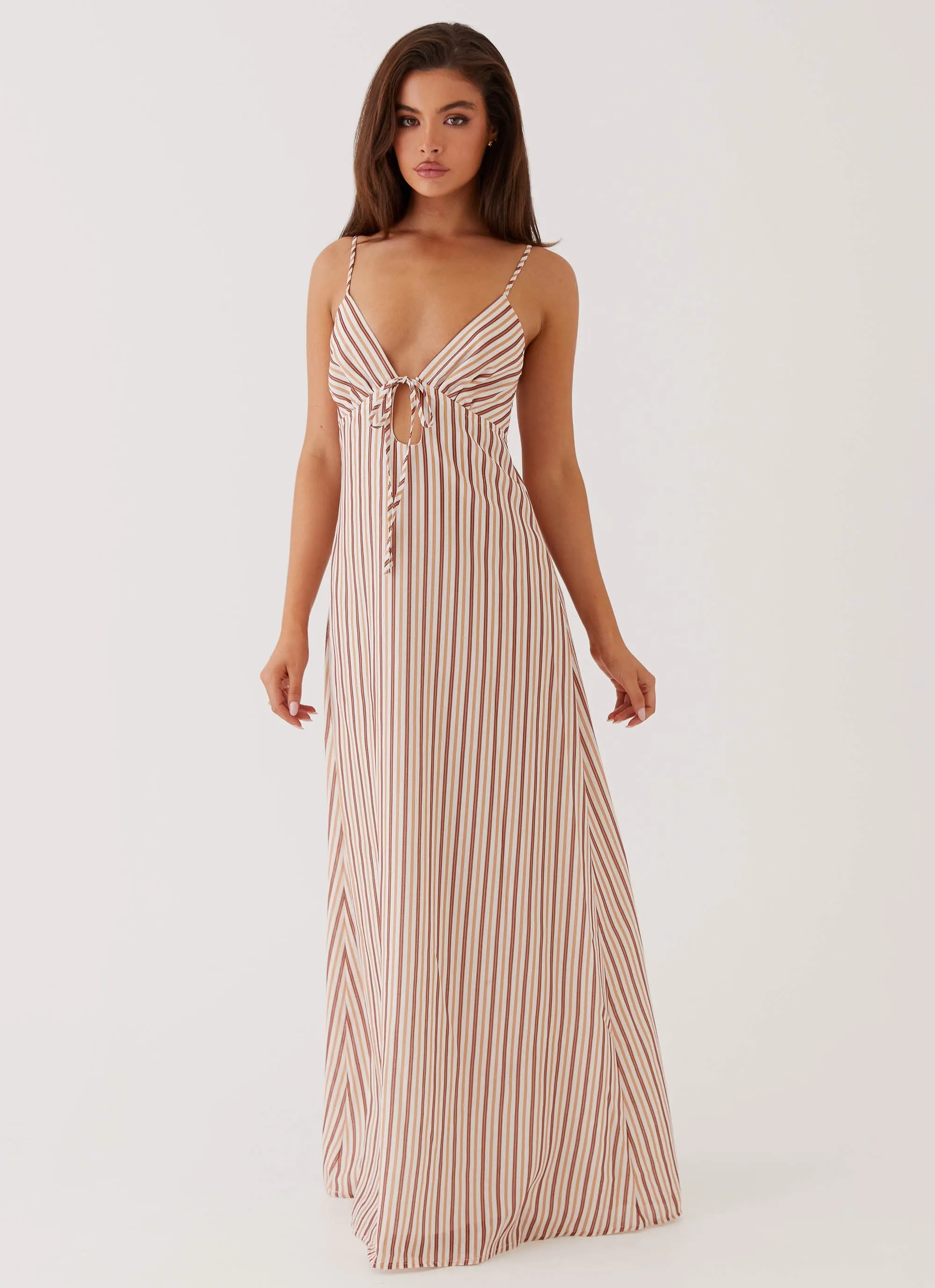 Flora Linen Maxi Dress - Passionfruit Stripe