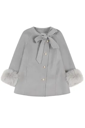 'Grace' Bow Cashmere Coat - GREY