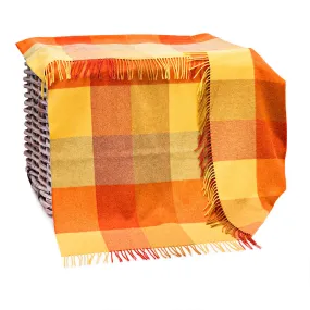 Orange and Yellow Check Lambswool Blanket