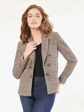 Plus Size Classic Plaid Double-Breasted Jacket